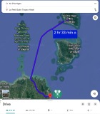 Ferry route from Koh Phangan to Le Petit Saint Tropez, Khanom, Thailand