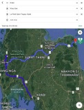 Road route from Krabi to Le Petit Saint Tropez, with a stop at Khao Sok National Park, Khanom, Thailand