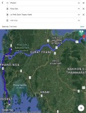 Road route from Phuket to Le Petit Saint Tropez, stopping at Khao Sok National Park, Khanom, Thailand