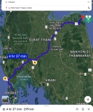 Road route from Phuket to Le Petit Saint Tropez, Khanom, Thailand